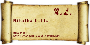 Mihalko Lilla névjegykártya